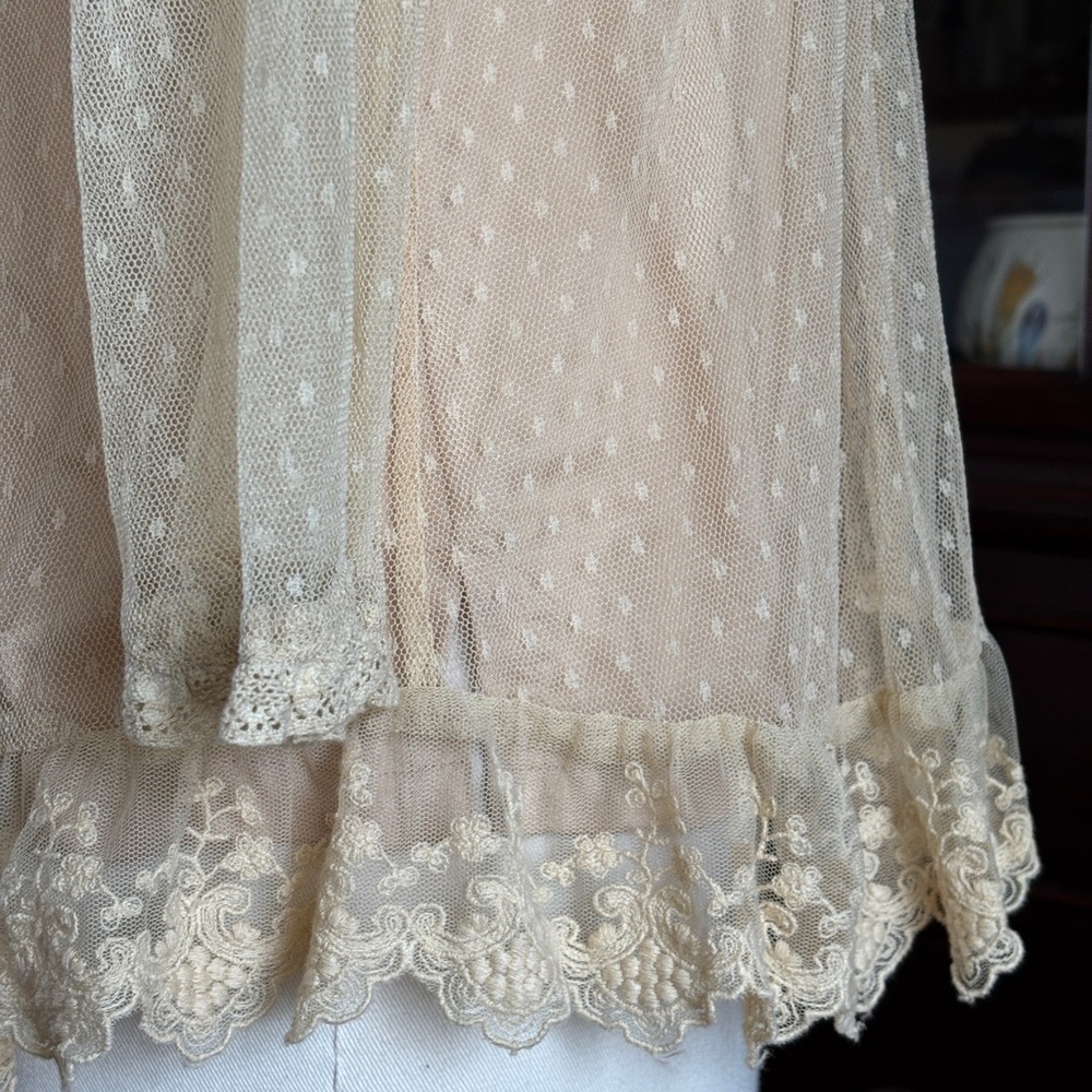 April Cornell Swiss Dot Net Blouse with Lace Appliqué and Lace Ruffles - Picture 11 of 16